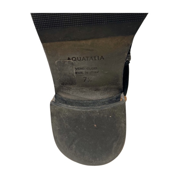Aquatalia Giada Black Suede Knee High Riding Boots Water Resistant Italy 7.5 - Picture 8 of 10